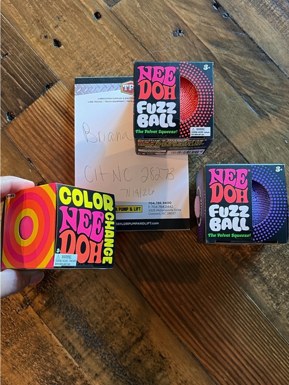 NeeDohs- 2 Fuzz Ball: Orange and Purple, 1 Color Change - Pink